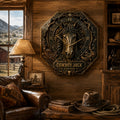 Personalized Western Cowboy Horse Wall Clock with Custom Name — personalized with a custom name