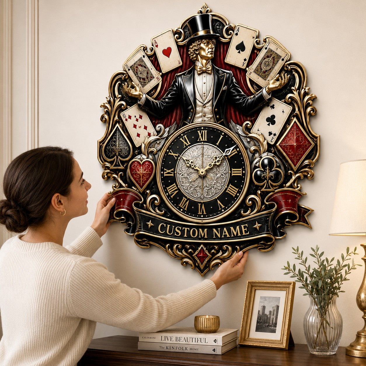 Personalized Professional and Hobby Magicians Wall Clock — personalized with a custom name