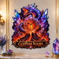 Personalized Crystal Dragon Wall Clock with Custom Name — personalized with a custom name