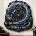 Personalized Water Dragon Firefighter Wall Clock with Custom Name — personalized with a custom name
