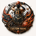 Personalized Competitive Basketball Players Wall Clock — personalized with a custom name