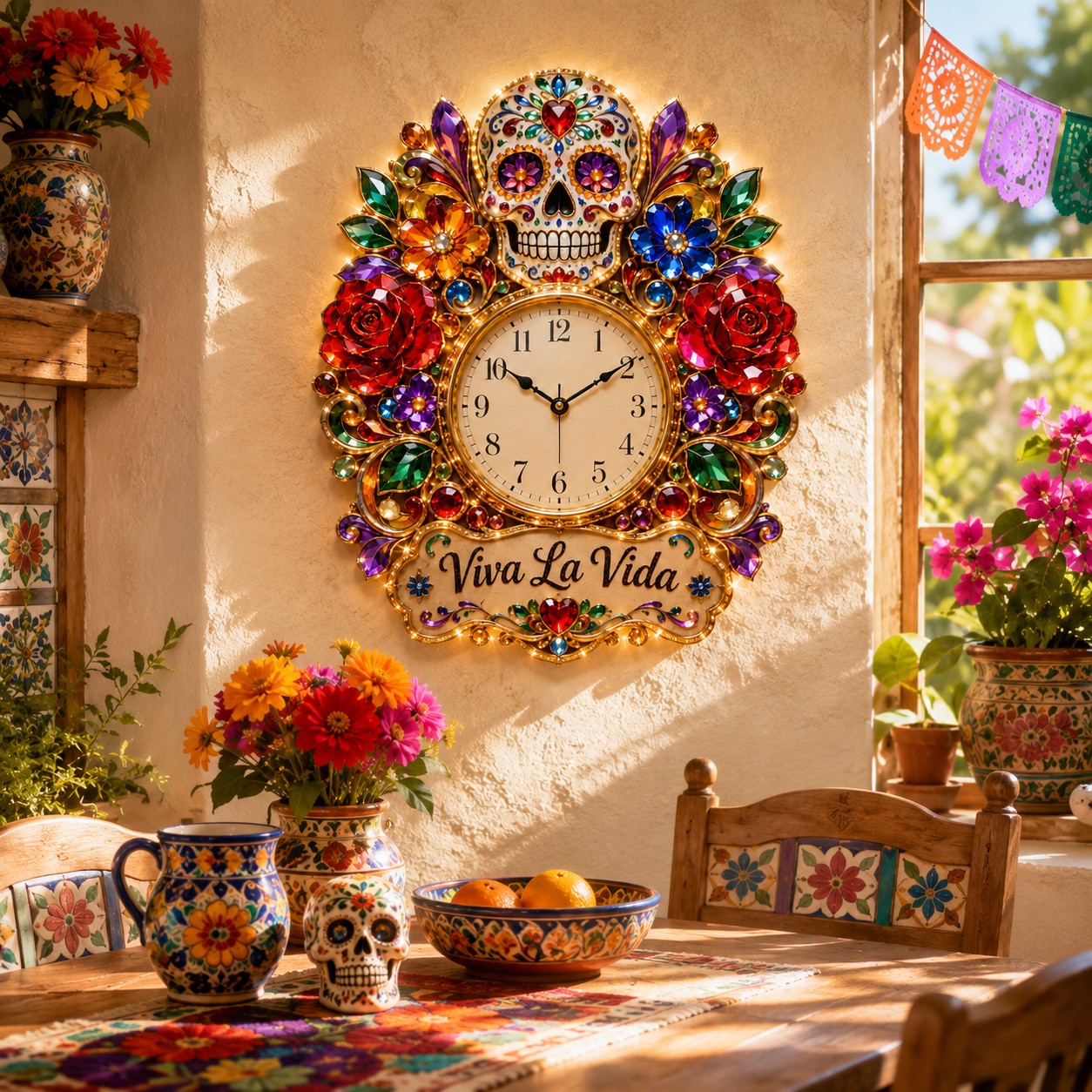 Personalized Sugar Skull Wall Clock with Custom Name — personalized with a custom name