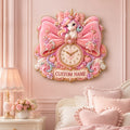 Personalized Pink Bow Unicorn Wall Clock with Custom Name — personalized with a custom name
