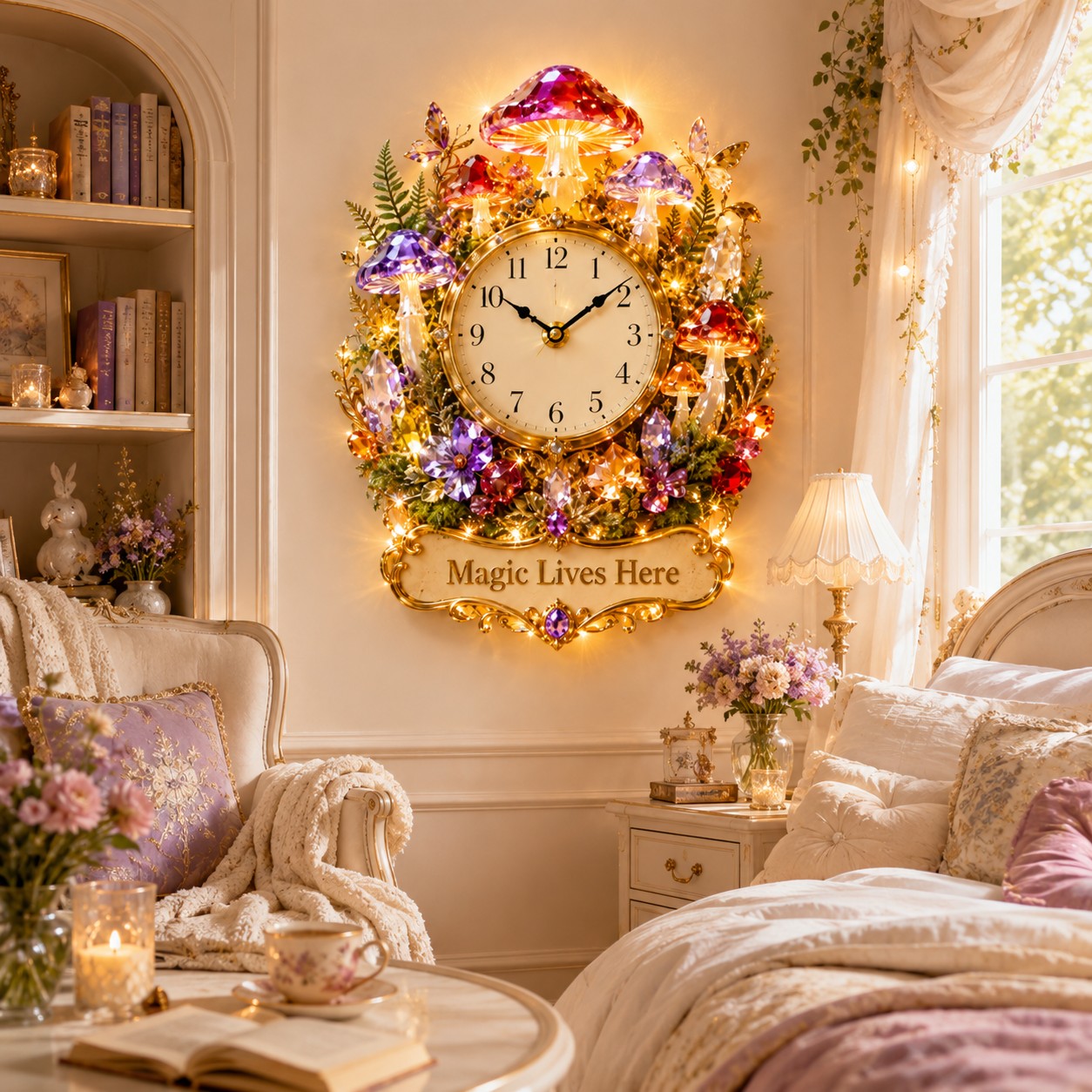 Personalized Mushroom Wall Clock with Custom Name — personalized with a custom name