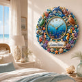 Personalized Ocean Wall Clock with Custom Name — personalized with a custom name