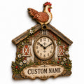 Personalized Chicken Keepers Wall Clock with Custom Name — personalized with a custom name