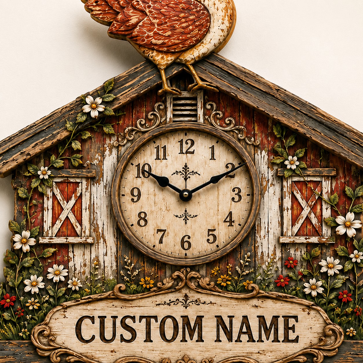 Personalized Chicken Keepers Wall Clock with Custom Name — personalized with a custom name