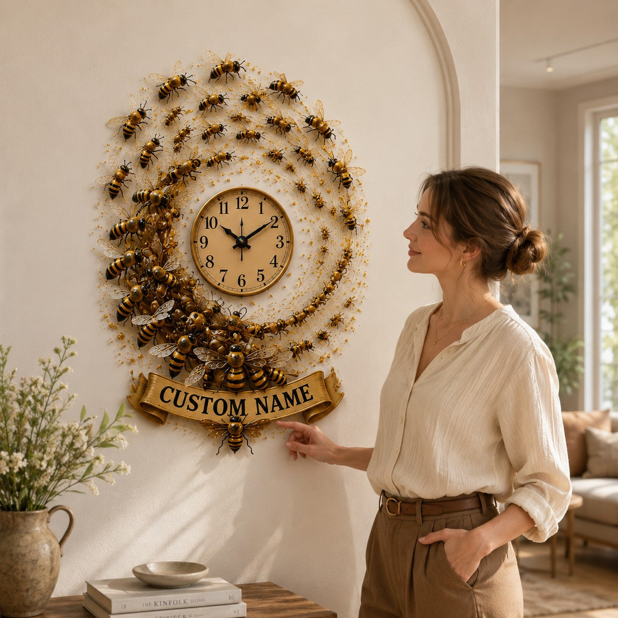 Personalized Beekeeper Wall Clock with Custom Name — personalized with a custom name