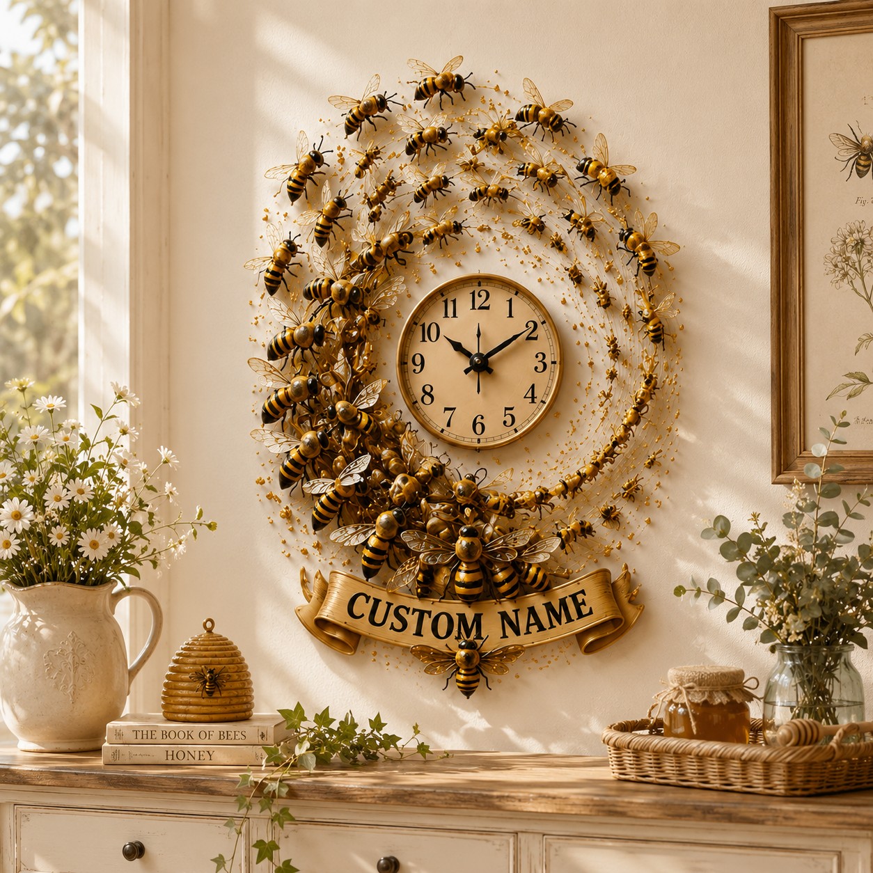 Personalized Beekeeper Wall Clock with Custom Name — personalized with a custom name