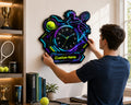 Personalized Cyber Tennis Wall Clock with Custom Name — personalized with a custom name
