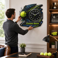 Personalized Tennis Power Shot Wall Clock with Custom Name — personalized with a custom name