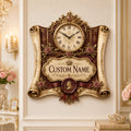 Personalized Royal Scroll Wall Clock with Custom Name — personalized with a custom name